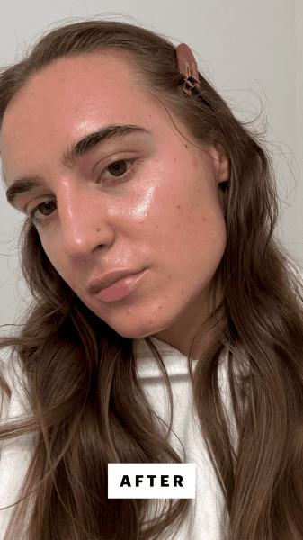 Revell after applying the Clinique Moisture Surge Active Glow Serum