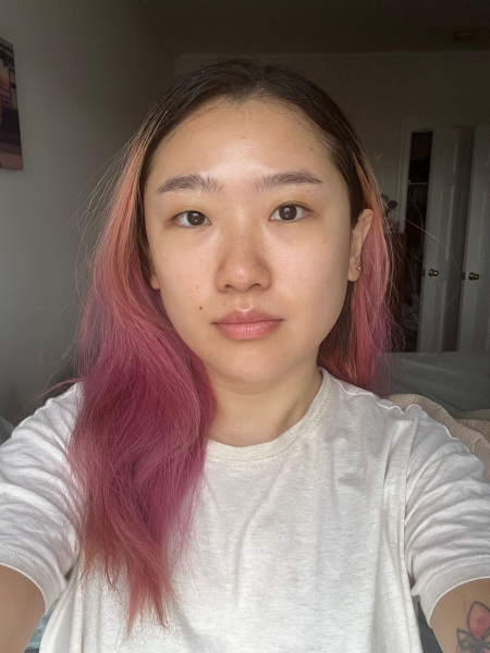 A selfie of Allure commerce editor Sarah Han before applying Chanel Les Beiges Healthy Glow Foundation